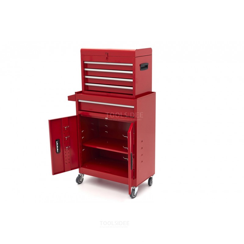 HBM 2 in 1 Tool trolley including cabinet - RED
