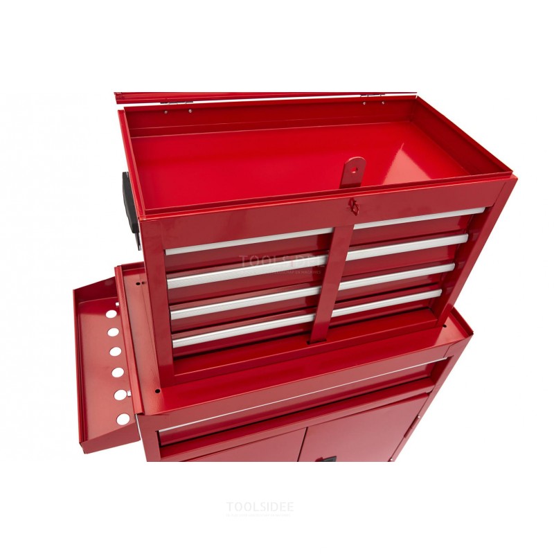 HBM 2 in 1 Tool trolley including cabinet - RED