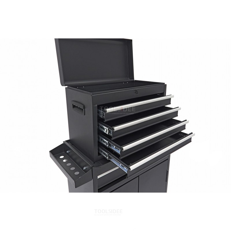 HBM 2 in 1 tool trolley including top cabinet - BLACK