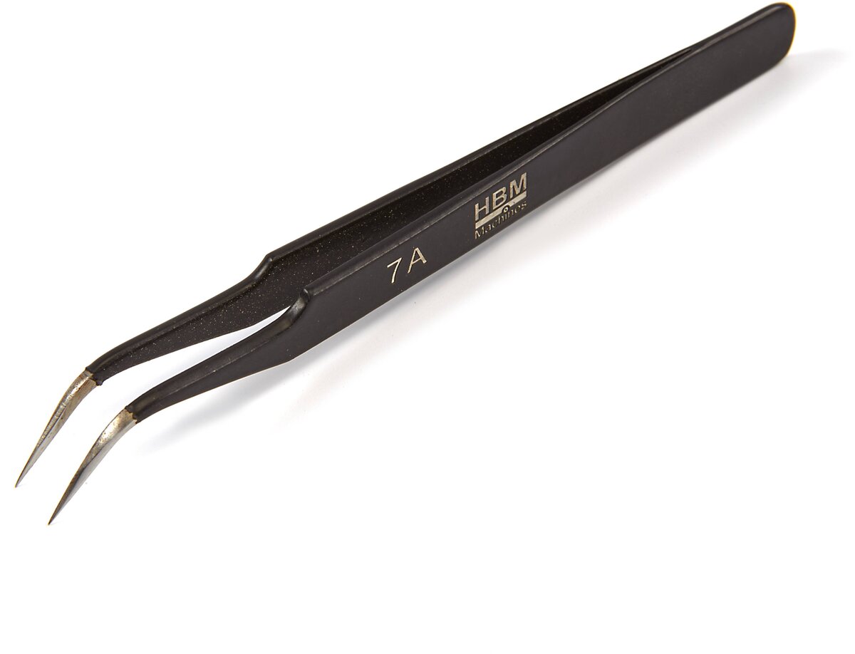 HBM professional anti magnetic stainless steel tweezers with curved jaw st-34