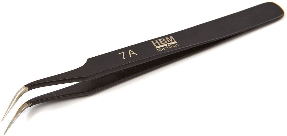 HBM professional anti magnetic stainless steel tweezers with curved jaw st-34