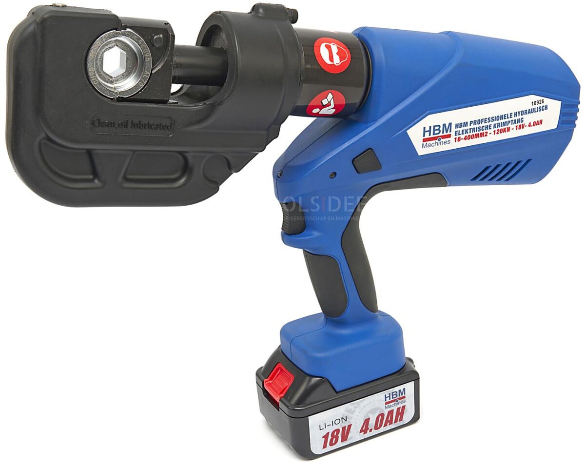 HBM professionelt hydraulisk elektrisk krympeværktøj 16-400mm2 - 120KN - 18V- 4,0Ah