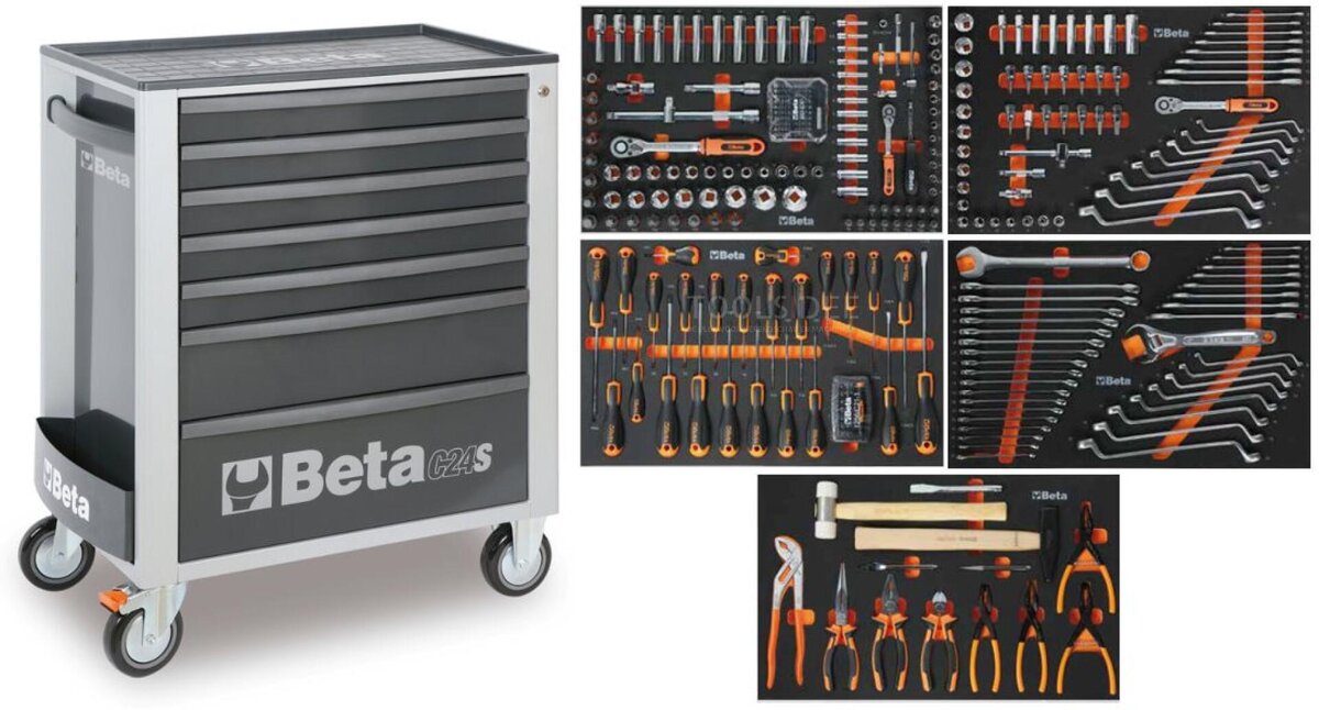Beta 7 Lasteverktøyvogn Grå 309 stykker 2400S G7/EM Beta 7 Lasteverktøyvogn Grå 309 stykker 2400S G7/EM