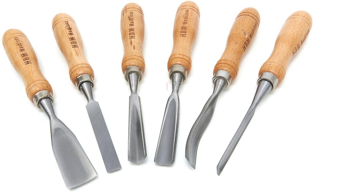 HBM 7-teiliger Hohlmeißel-Satz, inklusive Holzhammer 215 mm