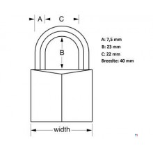 MasterLock Padlock, solid brass 40mm - O7.5mm