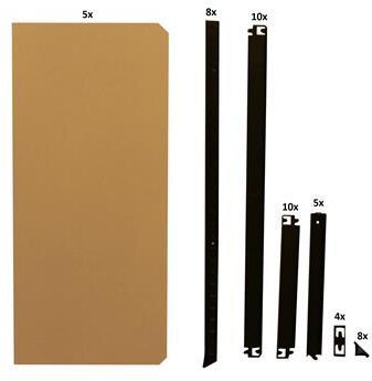 ERRO Stelling met 5 houten legborden zwart