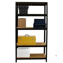 ERRO Stelling met 5 houten legborden zwart