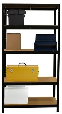 ERRO Stelling met 5 houten legborden zwart