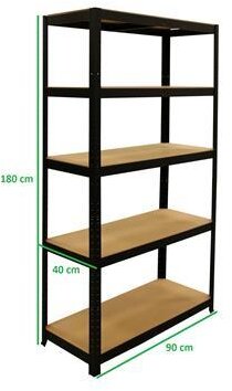 ERRO Stelling met 5 houten legborden zwart