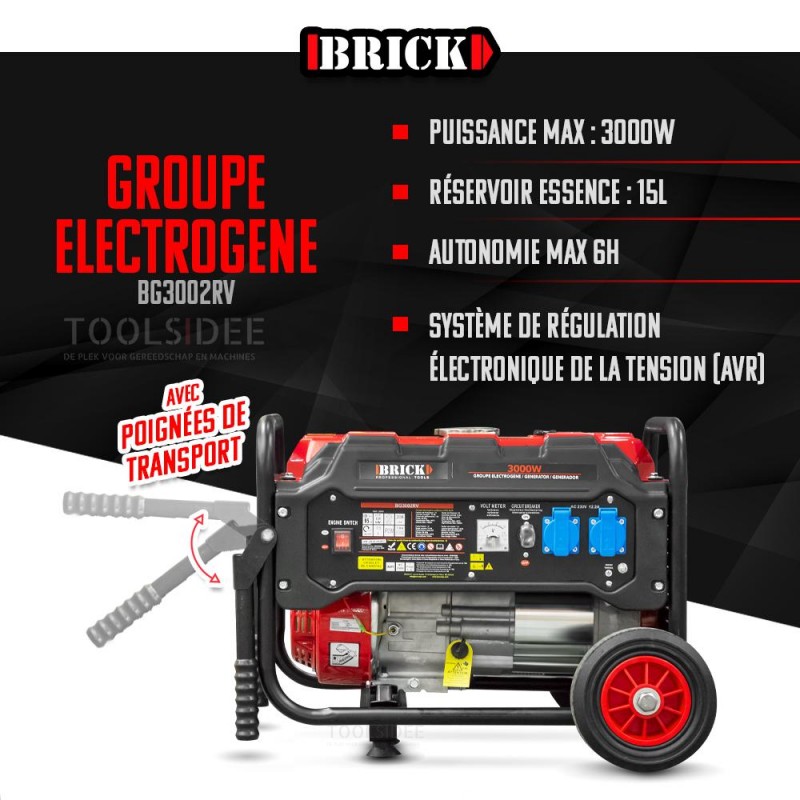 BRICK 3000W generator med hjul