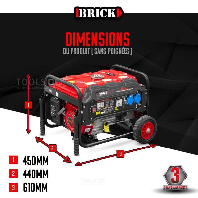 BRICK 3000W generator med hjul