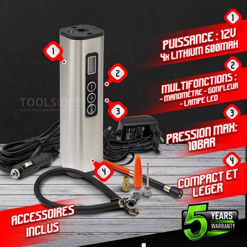 CONSTRUCTOR 12V rechargeable compressor + accessories - Const