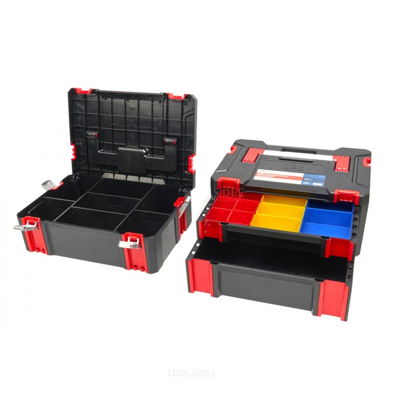 HBM Coffre à outils 2 pièces, Systainerset avec 2 tiroirs, compartiments et plateaux de rangement