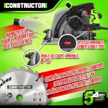 CONSTRUCTOR Inval cirkelzaag met geleidensysteem 1400 W CONSTRUCTOR Inval cirkelzaag met geleidensysteem 1400 W