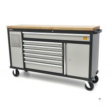 HBM 168 cm. Professional Mobile Tool Trolley, Workbench With Solid Wood Worktop