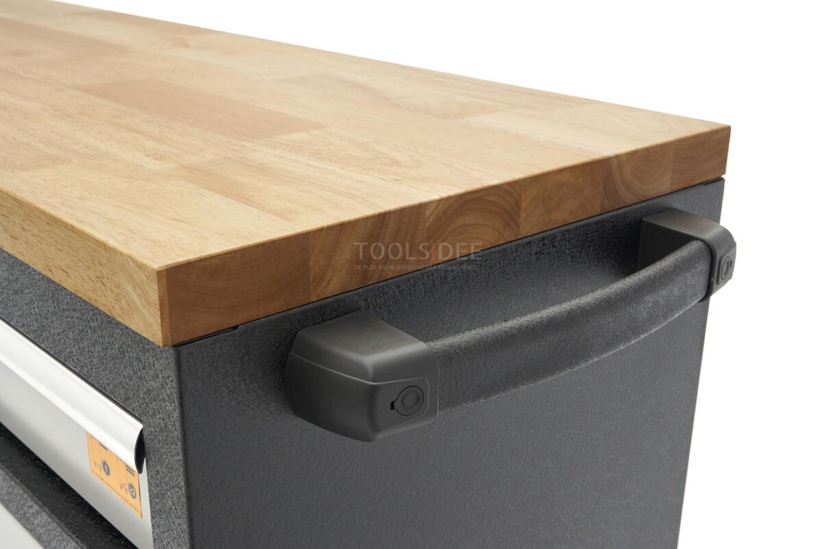 HBM 168 cm. Professional Mobile Tool Trolley, Workbench With Solid Wood Worktop