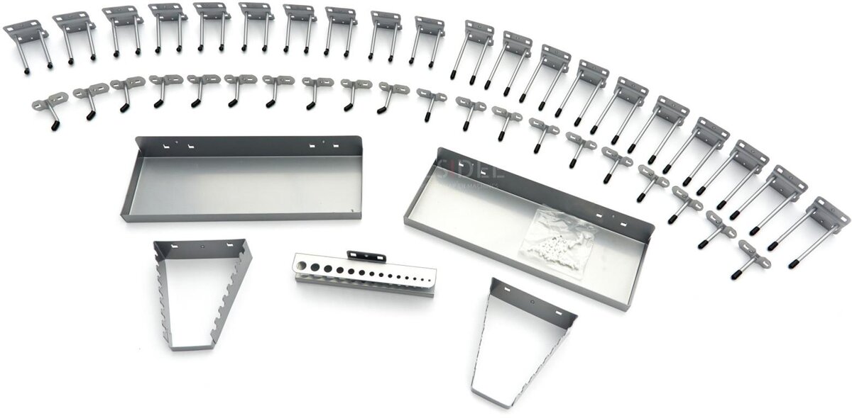 HBM 45-styks hængekroge, opbevaringsstativer og beholdersæt til HBM værktøjsvægge og modulære arbejdspladser