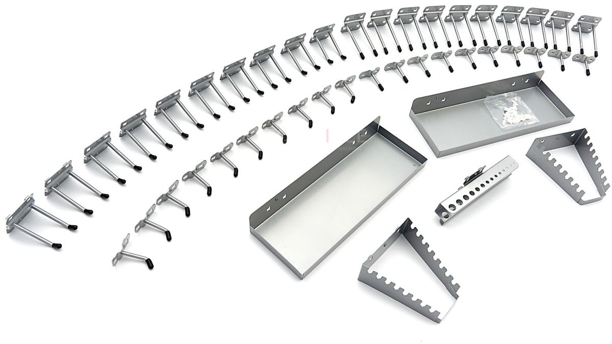 HBM 45-styks hængekroge, opbevaringsstativer og beholdersæt til HBM værktøjsvægge og modulære arbejdspladser