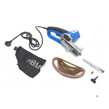 HBM Powerfile / Stripschuurmachine / Bandschuurmachine met Stofopvang - 400 Watt. Inclusief 10 Schuurbanden 