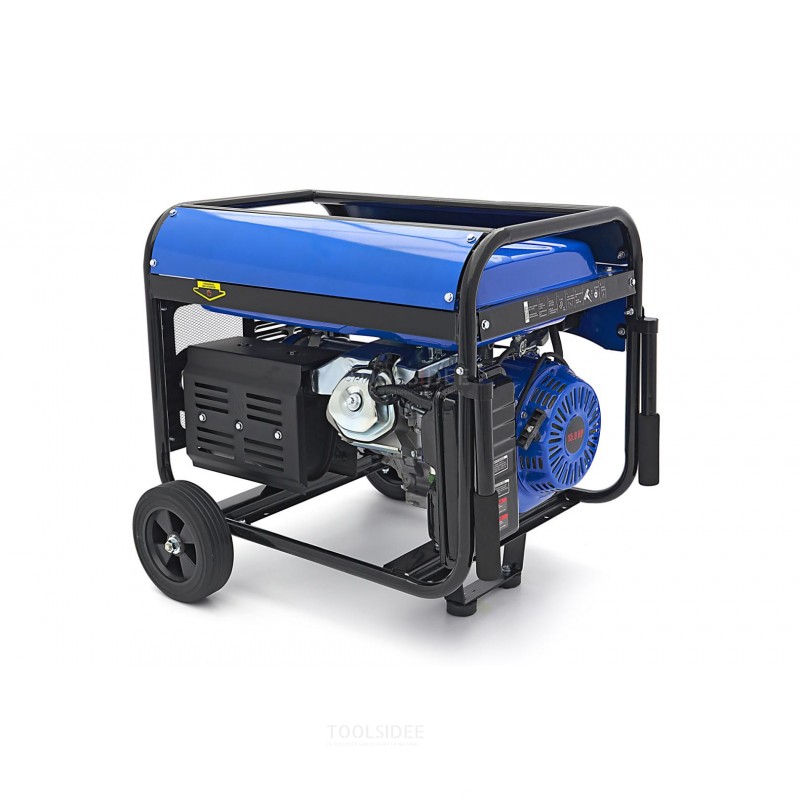 Generador HBM 4300W, agregado con motor de gasolina de 389 cc, 2 x 230 V / 12 V