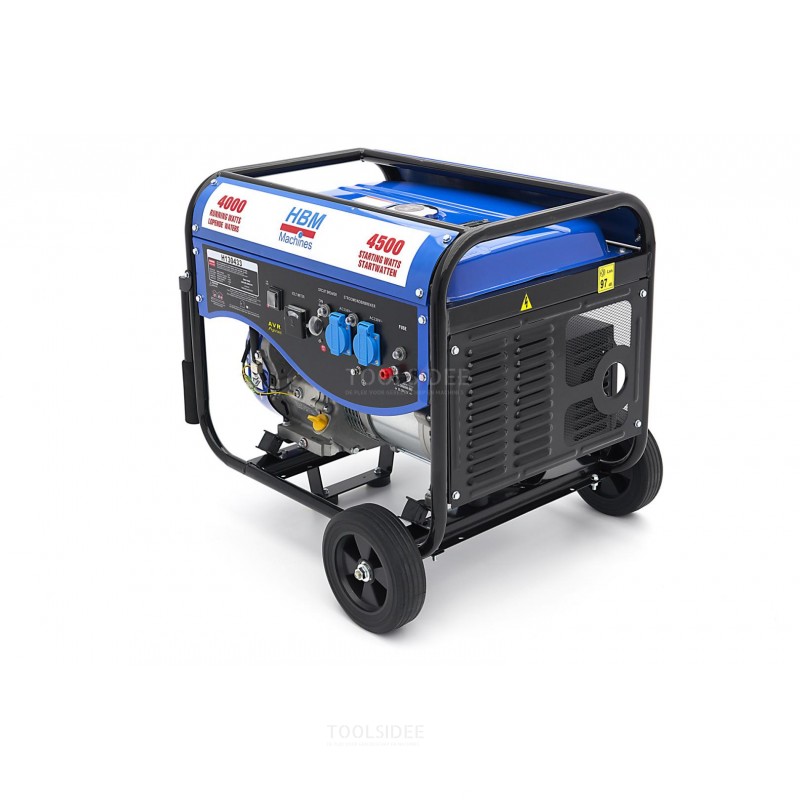 HBM 4300W generator, aggregat med 389 cc benzinmotor, 2 x 230 V / 12 V
