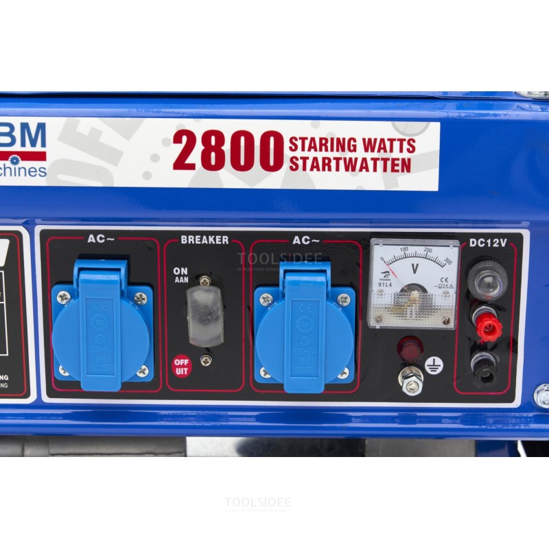 HBM 3000 watt generator, aggregat med 208 cc benzinmotor, 2 x 230 V