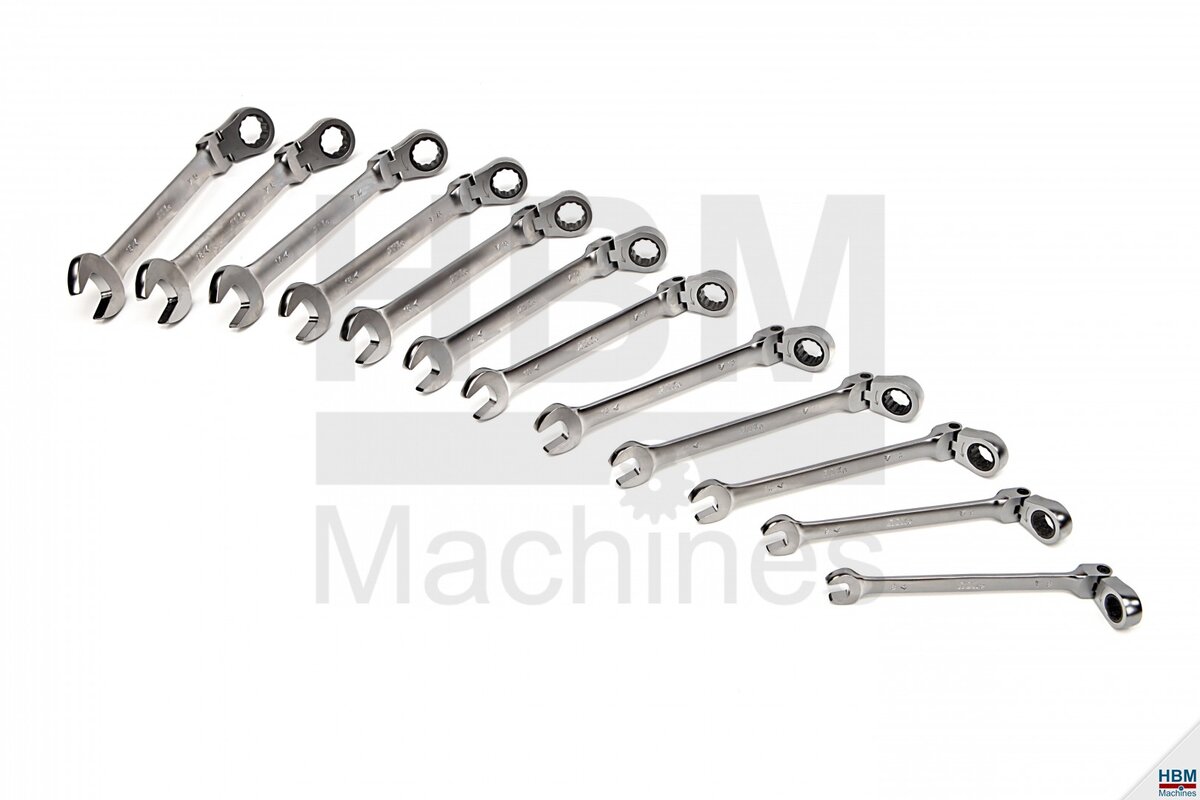 AOK 12-delt professionel vippering, skralde, nøglesæt med åben ende