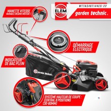 ELEM GARDEN TECHNIC Gressklipper med bensinmotor 144cc - 460mm el. Start ELEM GARDEN TECHNIC Gressklipper med bensinmotor 144cc - 460mm el. Start