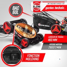 ELEM GARDEN TECHNIC Gressklipper med bensinmotor 144cc - 460mm el. Start ELEM GARDEN TECHNIC Gressklipper med bensinmotor 144cc - 460mm el. Start