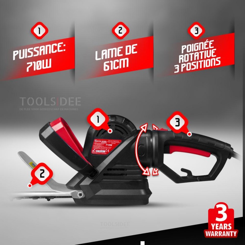 ELEM GARDEN TECHNIC Hækkeklipper 710W - 610mm - Drejehåndtag