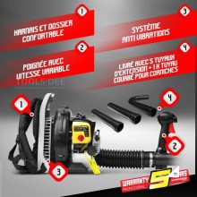 GARDEO Laubbläser-Rucksack Benzinmotor 26cc + 6 Verlängerungsrohre für Dachrinne GARDEO Laubbläser-Rucksack Benzinmotor 26cc + 6 Verlängerungsrohre für Dachrinne