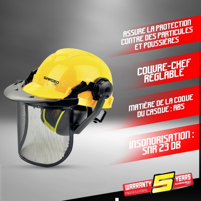 GARDEO Helm mit Gesichtsschutz und Gehörschutz