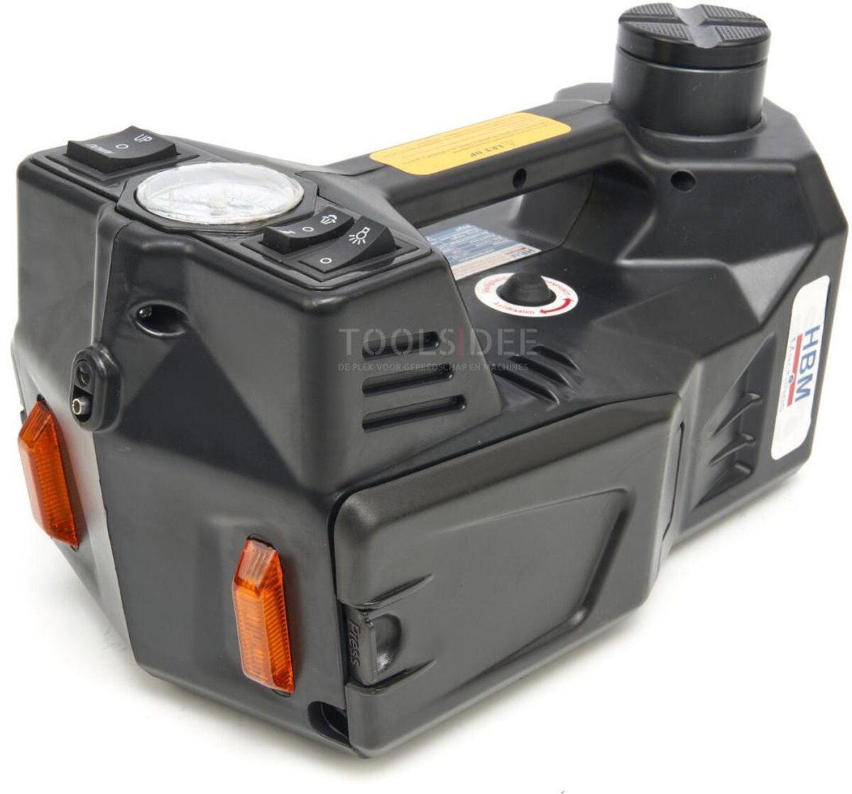 HBM elektrisk 12 volt 3 tonns biljack med LED-belysning inkludert slagnøkkel 12 volt i hånden