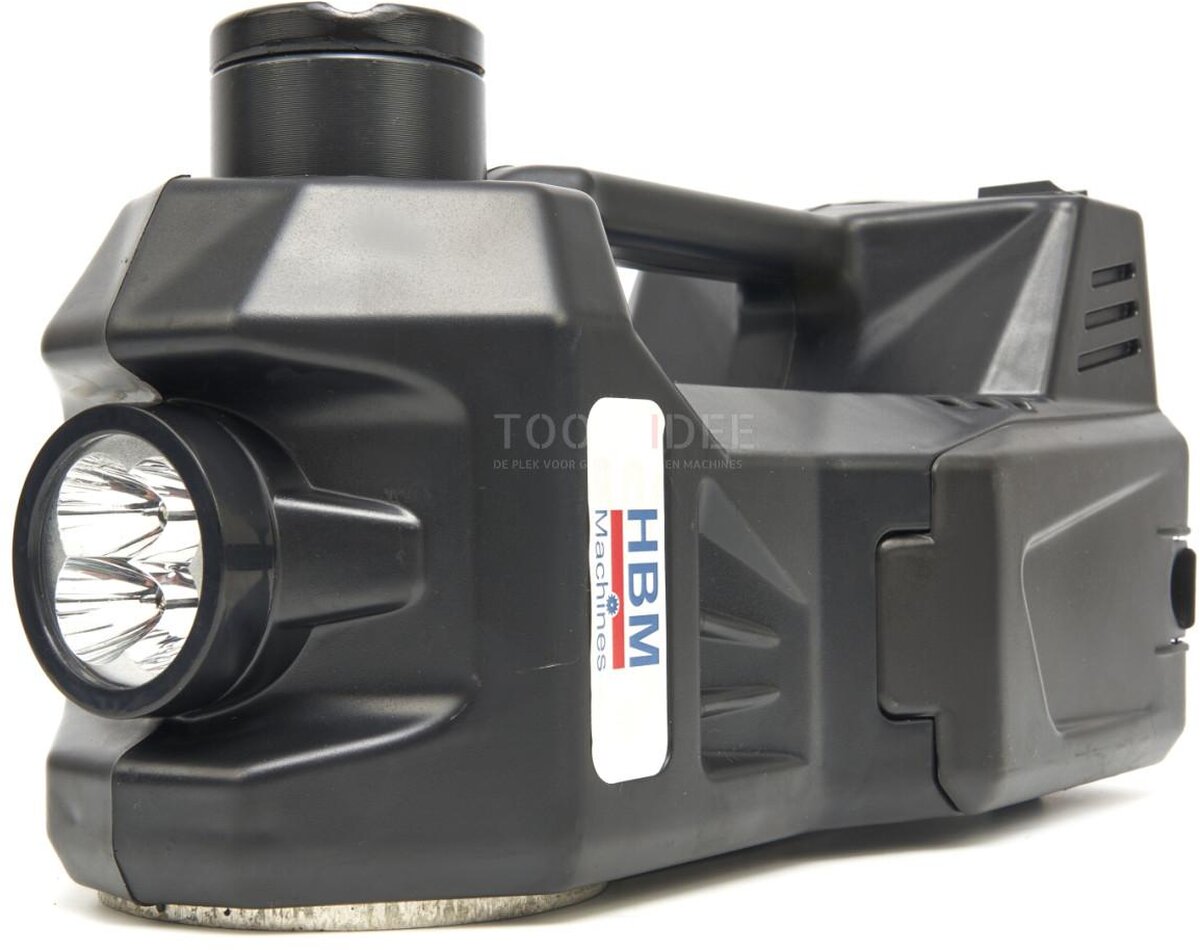 HBM elektrisk 12 volt 3 tonns biljack med LED-belysning inkludert slagnøkkel 12 volt i hånden