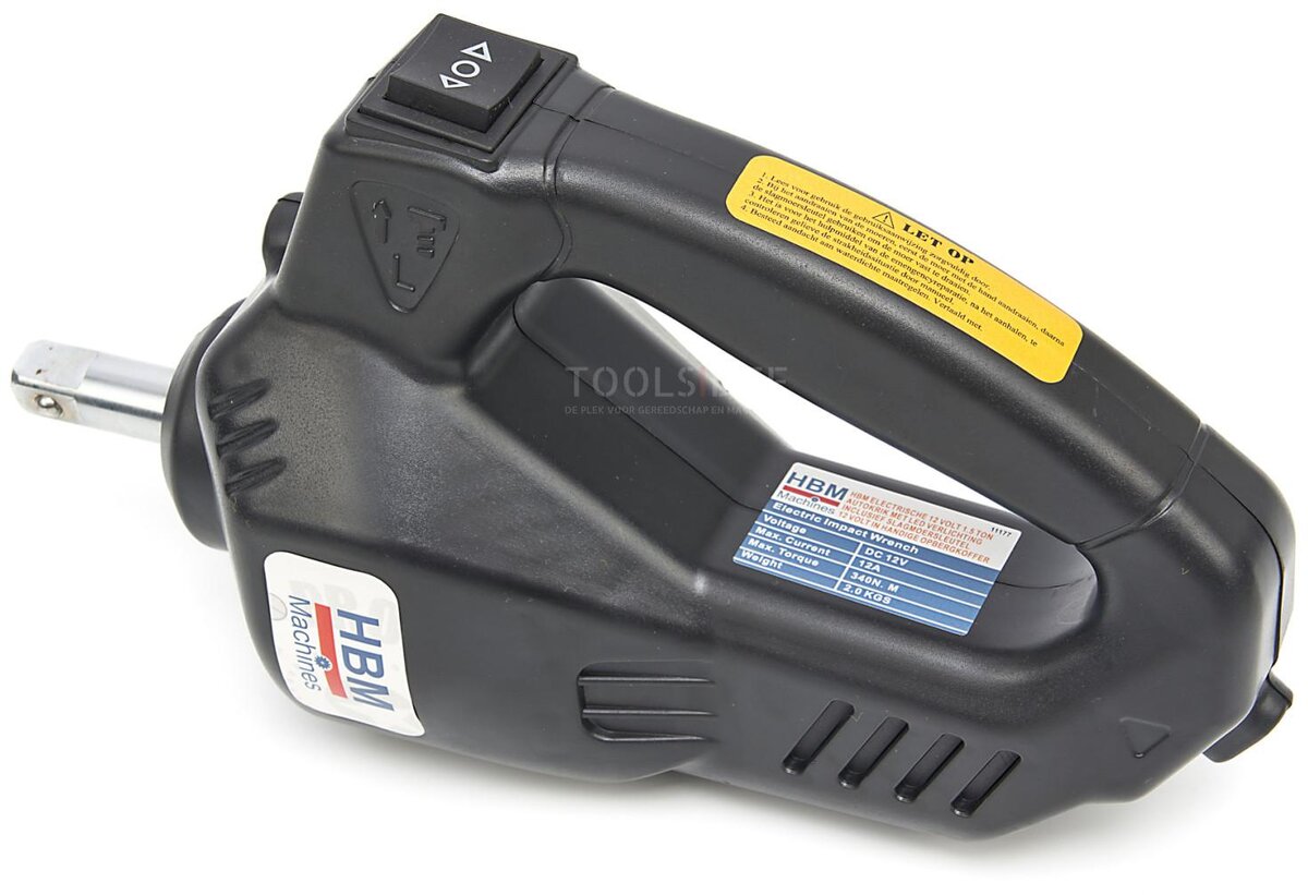 HBM elektrisk 12 volt 3 tonns biljack med LED-belysning inkludert slagnøkkel 12 volt i hånden