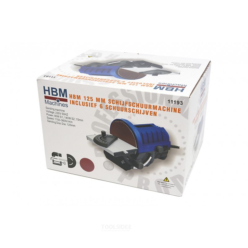 Lijadora de disco HBM de 125 mm con juego de discos de lijado