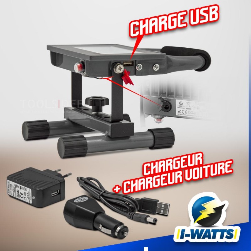 Lampe de Chantier, 18 V Projecteur LED Extérieur Chantier, 10 cm * 10