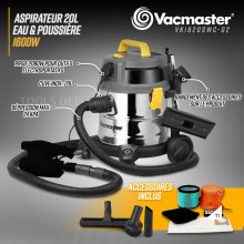 VACMASTER Water/druk/vacuum stofzuiger 1600 W roestvrij staal VACMASTER Water/druk/vacuum stofzuiger 1600 W roestvrij staal