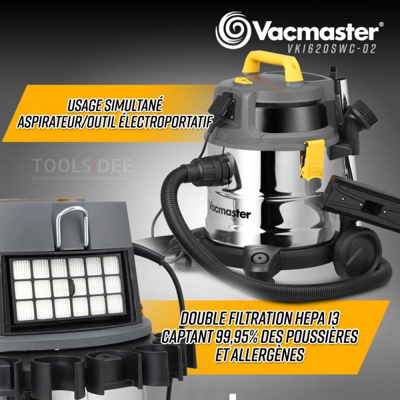 VACMASTER Wasser-/Druck-/Vakuum-Staubsauger 1600 W Edelstahl