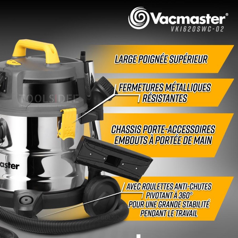 VACMASTER Water/druk/vacuum stofzuiger 1600 W roestvrij staal