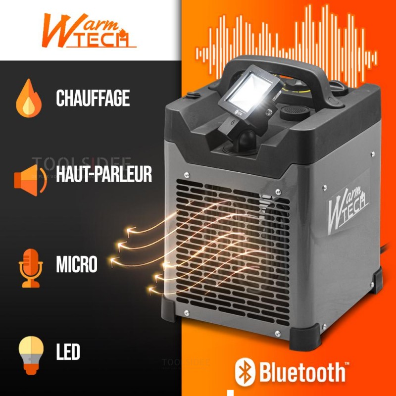 WARMTECH Chauffage d'atelier 3300W + Spot + Bluetooth