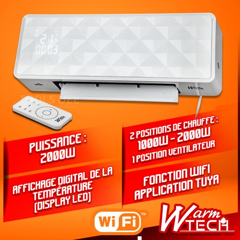 WARMTECH Ceramic wall heater 2000W + WIFI