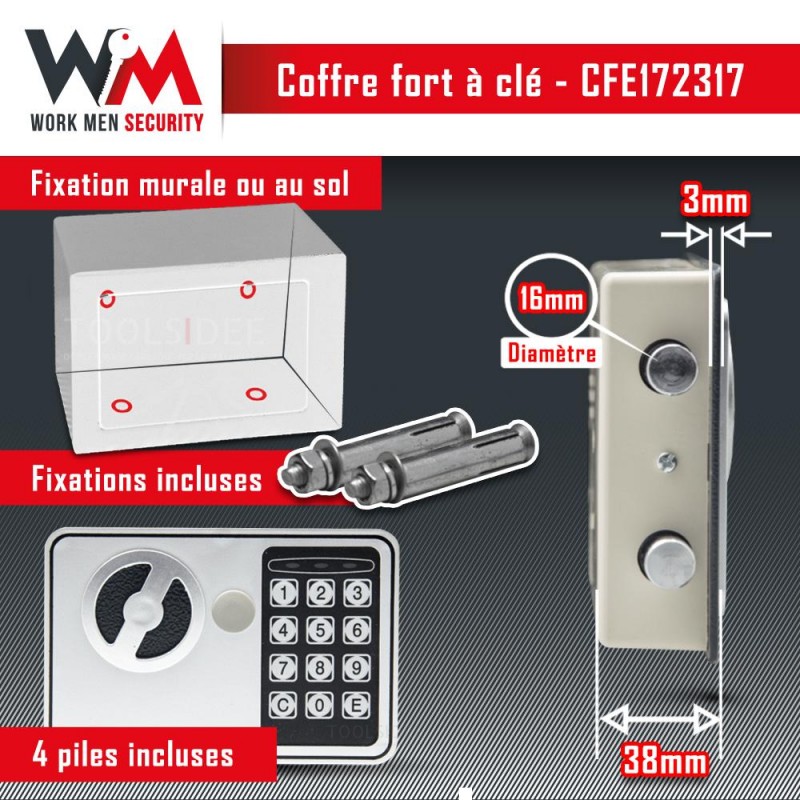 WORKMEN SECURITY Cassaforte elettronica di sicurezza 17x23x17cm