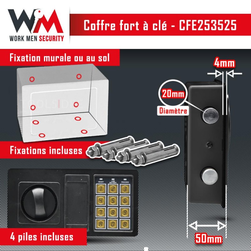 WORKMEN SECURITY Coffre-fort électronique 25x35x25cm