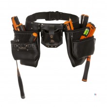 ToolPack Industrial Tool Belt, 2 Fixed Holsters, Tape Measure & Hammer Holder, Black Finish