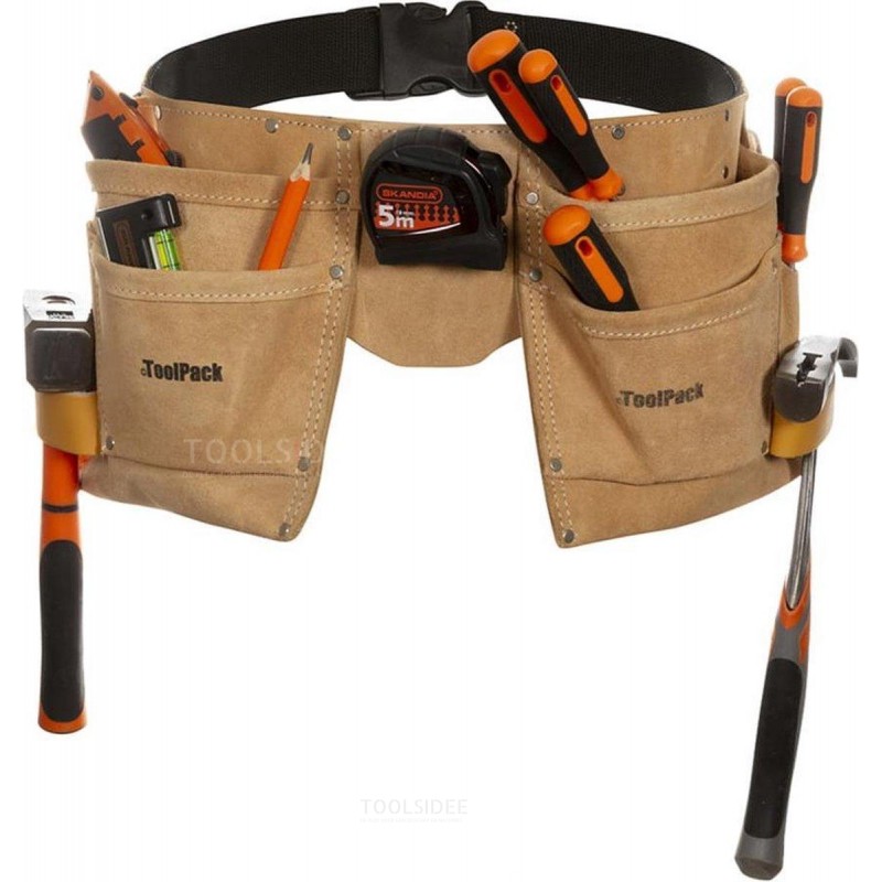 Toolpack Cinturón de herramientas de doble bolsa Cuero superior