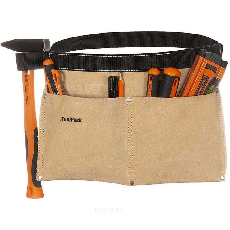ToolPack Traditional Denim Apron, 2 Compartments, Suede, Adjustable Carrying Strap