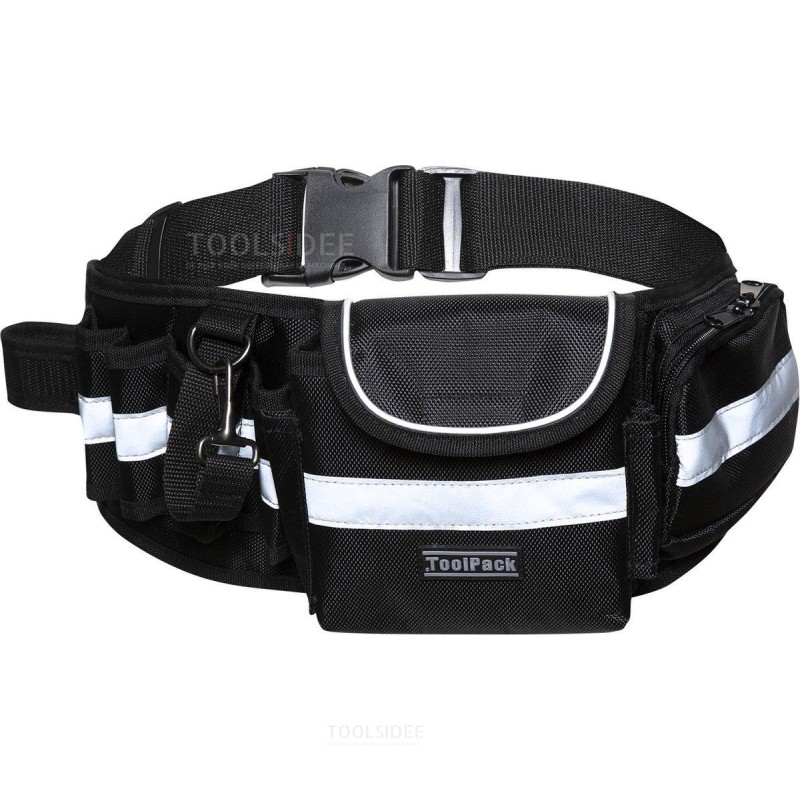 Toolpack Reflective Tool Belt - Professional Tool Belt with 15 Storage Options - Black