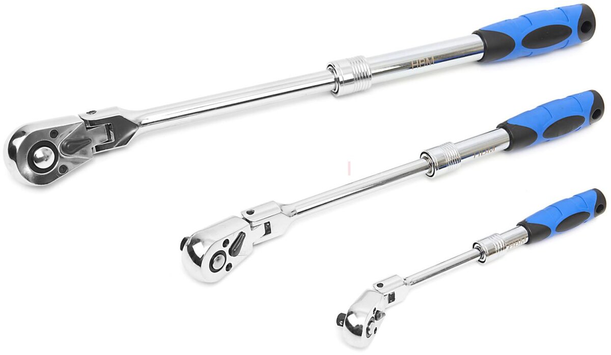 HBM 3-teiliger Profi-Ratschen-Satz mit schwenkbaren Köpfen