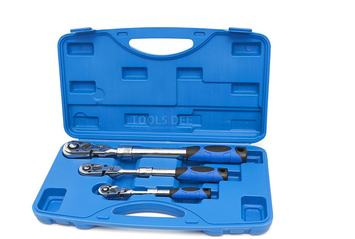 HBM 3-teiliger Profi-Ratschen-Satz mit schwenkbaren Köpfen